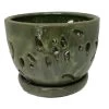Ceramic Orchid Pot/Saucer 5 3/4" X 4 3/8" - Green 2 Ceramic Orchid Pot/Saucer 5 3/4" X 4 3/8" - Green -Healthy Plant Shop 14676greennew 60175.1665688262