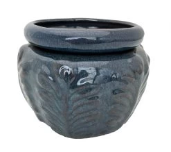 Leaf Self Watering Glazed Ceramic Pot - Dark Moss - 6.25 X 4.75"