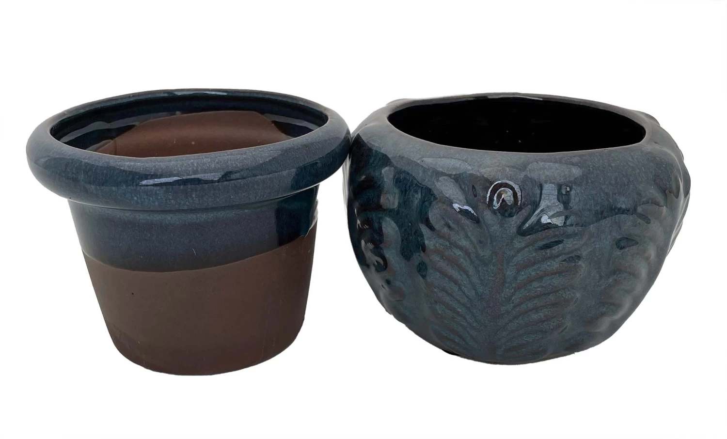 Leaf Self Watering Glazed Ceramic Pot - Dark Moss - 6.25 X 4.75" 4 Leaf Self Watering Glazed Ceramic Pot - Dark Moss - 6.25 X 4.75" - Image 2