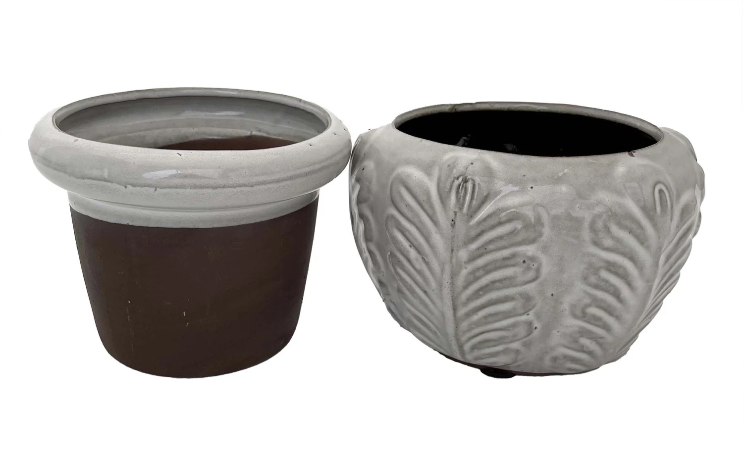Leaf Self Watering Glazed Ceramic Pot - White - 6.25 X 4.75" 4 Leaf Self Watering Glazed Ceramic Pot - White - 6.25 X 4.75" - Image 2
