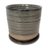 Ellora Ceramic Planter With Attached Saucer - Slate - 4.5" X 4.25" -Healthy Plant Shop 527792elloraslate 76738.1637774975