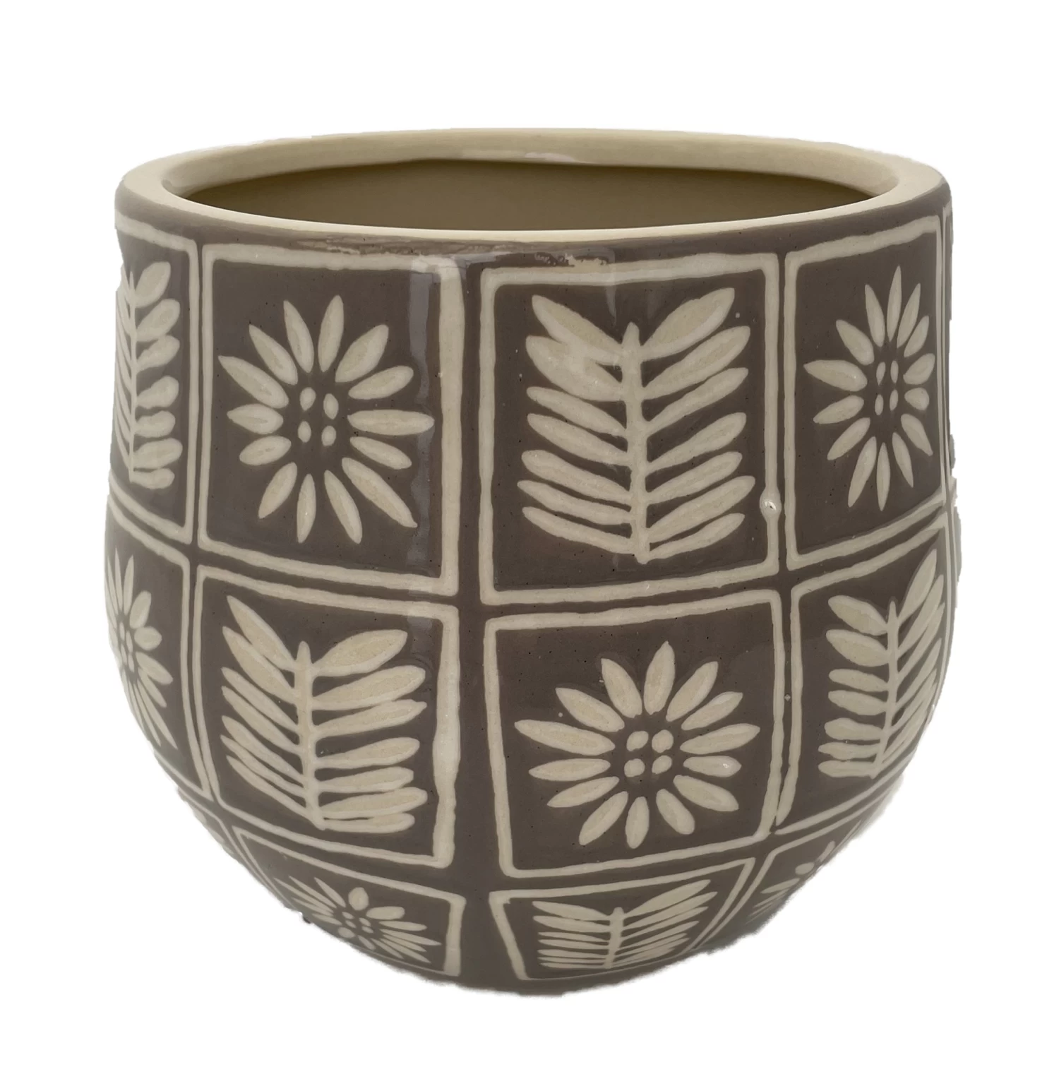 Sunflower Ceramic Pot - Indoors Or Out - 7" X 6.25" - Grey 3 Sunflower Ceramic Pot - Indoors Or Out - 7" X 6.25" - Grey