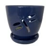Dragonfly Blue Ceramic Orchid Pot And Saucer + Felt Feet-5 1/2" X 5 1/4" 1 Dragonfly Blue Ceramic Orchid Pot And Saucer + Felt Feet-5 1/2" X 5 1/4" -Healthy Plant Shop 55472blue 92764.1655476568