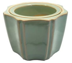 Octagon Self Watering Glazed Ceramic Pot - Jade - 5 1/4 X 4 1/4"