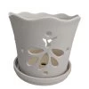 Matte White Butterfly Ceramic Orchid Pot With Attached Saucer - 5" X 5" 1 Matte White Butterfly Ceramic Orchid Pot With Attached Saucer - 5" X 5" -Healthy Plant Shop apii8a4ax 68437.1592326337