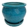 Speckle Planter With Attached Saucer - Turquoise - 6" X 5 1/2" 1 Speckle Planter With Attached Saucer - Turquoise - 6" X 5 1/2" -Healthy Plant Shop apintsc3s 02418.1592329603