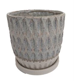 Morrocroft Ceramic Egg Pot With Attached Saucer - 5.25" X 5" - Sky Leaf