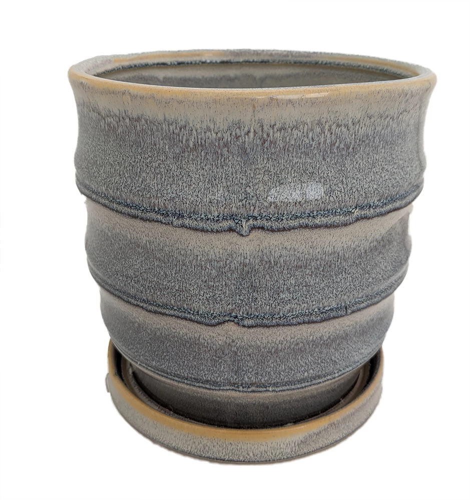 Morrocroft Ceramic Egg Pot With Attached Saucer - 5.25" X 5" - Storm Tiered 3 Morrocroft Ceramic Egg Pot With Attached Saucer - 5.25" X 5" - Storm Tiered