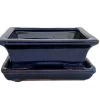 Ceramic Bonsai Pot/Saucer -DarkBlue Rect Flare-6 1/8" X 4 1/2" X 2" + Felt Feet -Healthy Plant Shop apiymv7mh 29521.1592328469