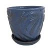 Beach Fern Ceramic Pot With Attached Saucer - Blue Yonder - 5" X 4.75" -Healthy Plant Shop beachfernpotblue 77993.1603473496