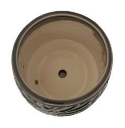 Botanical Delica Ceramic Pot With Attached Saucer - 6" X 6.25" - Grey -Healthy Plant Shop botanicalgreytop 10437.1665076177