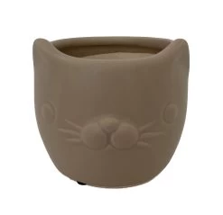 Tan Cat Ceramic Animal Pot - 6" X 4" - NEW