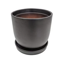 Chatham Egg Pot With Attached Saucer - Matte Black - 5.5" X 5"