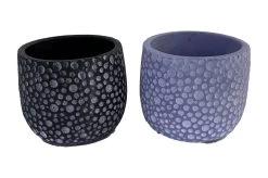 Double Bubbles Caprise Cement Planters - 4.25" X 4" - Two Pack- 1 Black And 1 Blue