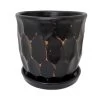 Distressed Honeycomb Ceramic Planter With Attached Saucer - Black - 5.5" X 5.5" -Healthy Plant Shop dhoneycombblk 10389.1660144899