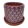 Diamond Red Ceramic Pot With Attached Saucer - 4.5" X 4.25" -Healthy Plant Shop diamondred 53390.1655476571