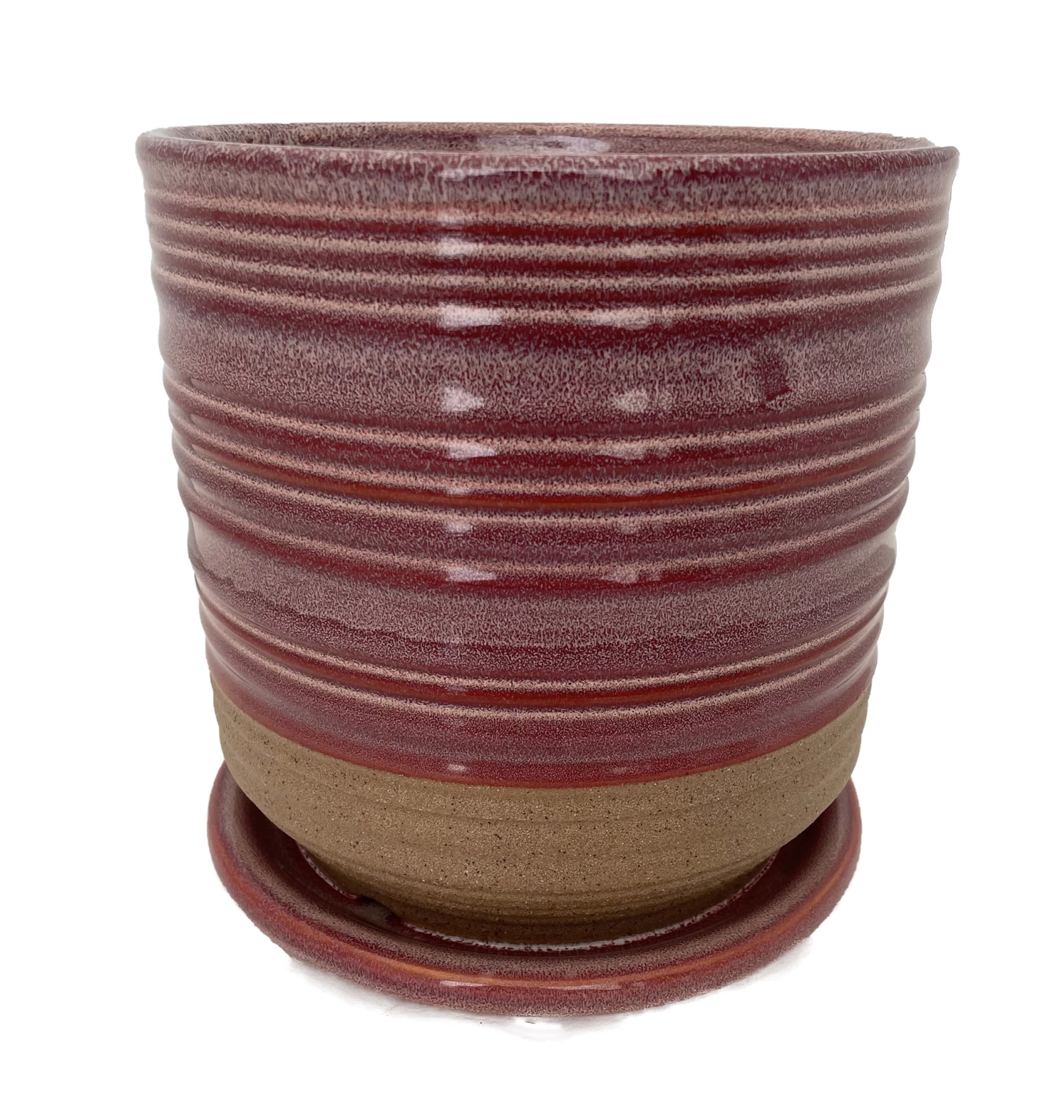 Ellora Ceramic Planter With Attached Saucer - Cherry - 4.5" X 4.25" 3 Ellora Ceramic Planter With Attached Saucer - Cherry - 4.5" X 4.25"