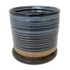 Ellora Ceramic Planter With Attached Saucer - Sapphire - 4.5" X 4.25" 2 Ellora Ceramic Planter With Attached Saucer - Sapphire - 4.5" X 4.25" -Healthy Plant Shop ellorasapphire 29825.1660144903