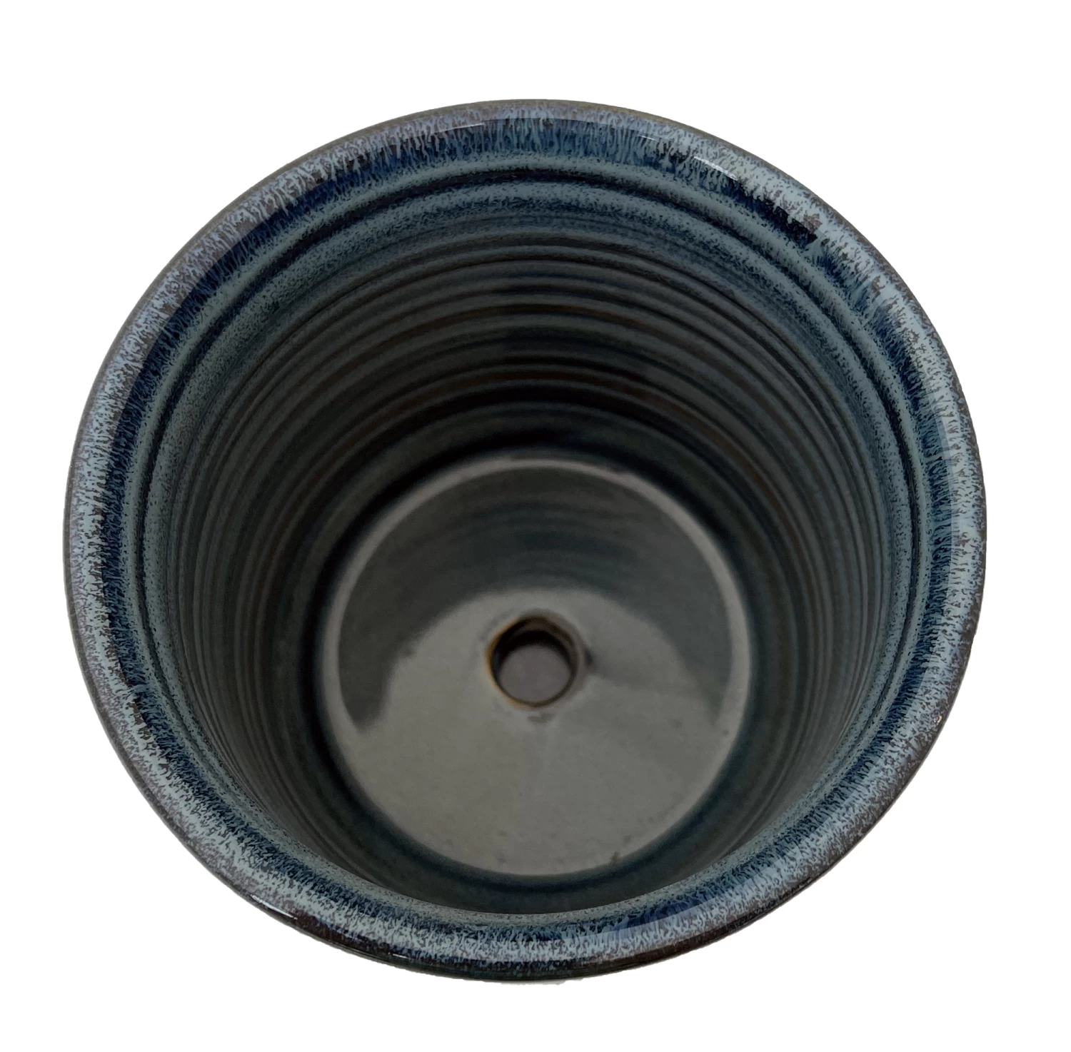 Ellora Ceramic Planter With Attached Saucer - Sapphire - 4.5" X 4.25" 4 Ellora Ceramic Planter With Attached Saucer - Sapphire - 4.5" X 4.25" - Image 2