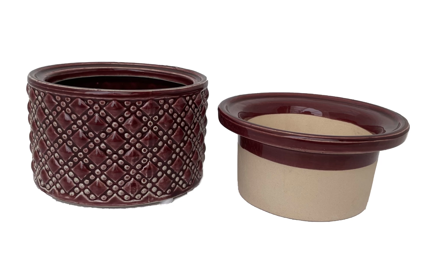 Knots Self Watering Glazed Ceramic Pot - Cordovan - 5" X 3.5" 4 Knots Self Watering Glazed Ceramic Pot - Cordovan - 5" X 3.5" - Image 2