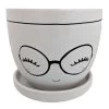 Miss Priss Ceramic Face Pot With Attached Saucer - Glasses - 5" X 4.25" 1 Miss Priss Ceramic Face Pot With Attached Saucer - Glasses - 5" X 4.25" -Healthy Plant Shop missprissglasses 91103.1607731632