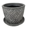 Rustic Thai Garden Charcoal Ceramic Pot With Attached Saucer - 6" X 6" -Healthy Plant Shop rthaicharcoalnew 07053.1669918649