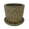 Rustic Thai Garden Green Ceramic Pot With Attached Saucer - 6" X 6" -Healthy Plant Shop rthaigreennew 78538.1669918650