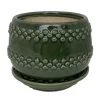 Seneca Ceramic Pot With Attached Saucer - 5" X 4.25" - Emerald -Healthy Plant Shop senecaemerald 97631.1665076178