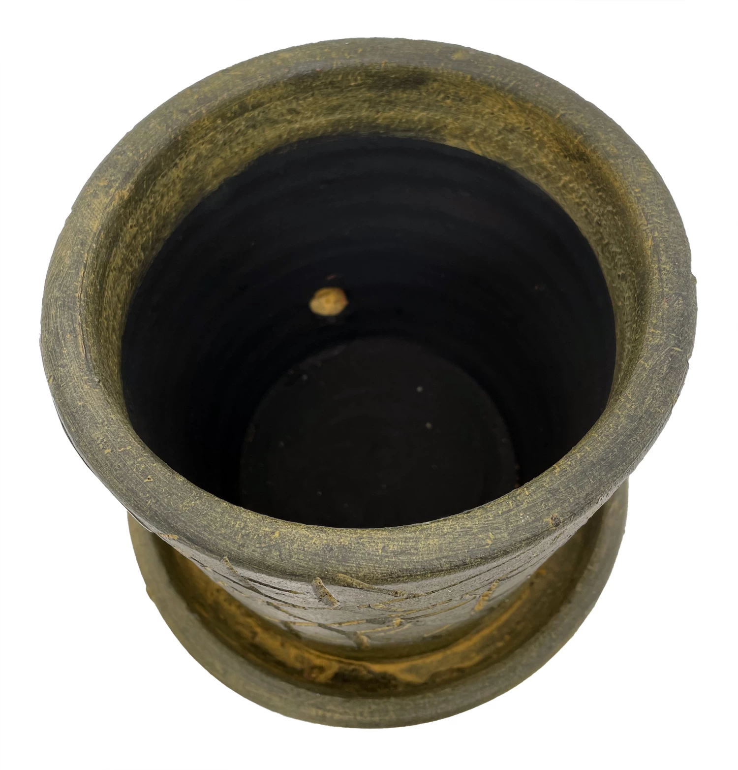 Rustic Thai Garden Green Ceramic Pot With Attached Saucer - 6" X 6" 4 Rustic Thai Garden Green Ceramic Pot With Attached Saucer - 6" X 6" - Image 2